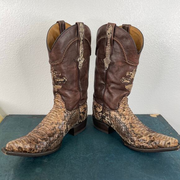 Cowboy Pro Western Snake Boots Brown Leather Men\'s 6.5 main image 15